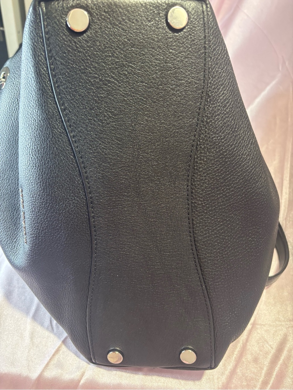 Michael Kors Black Pebbled Leather Shoulder Bag with Silver Hardware - Picture 5 of 10